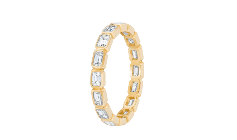 Sideways Emerald Bezel Eternity Band